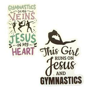 Gymnastics In My Veins Jesus In My Heart This Girl Runs On Jesus Stickers